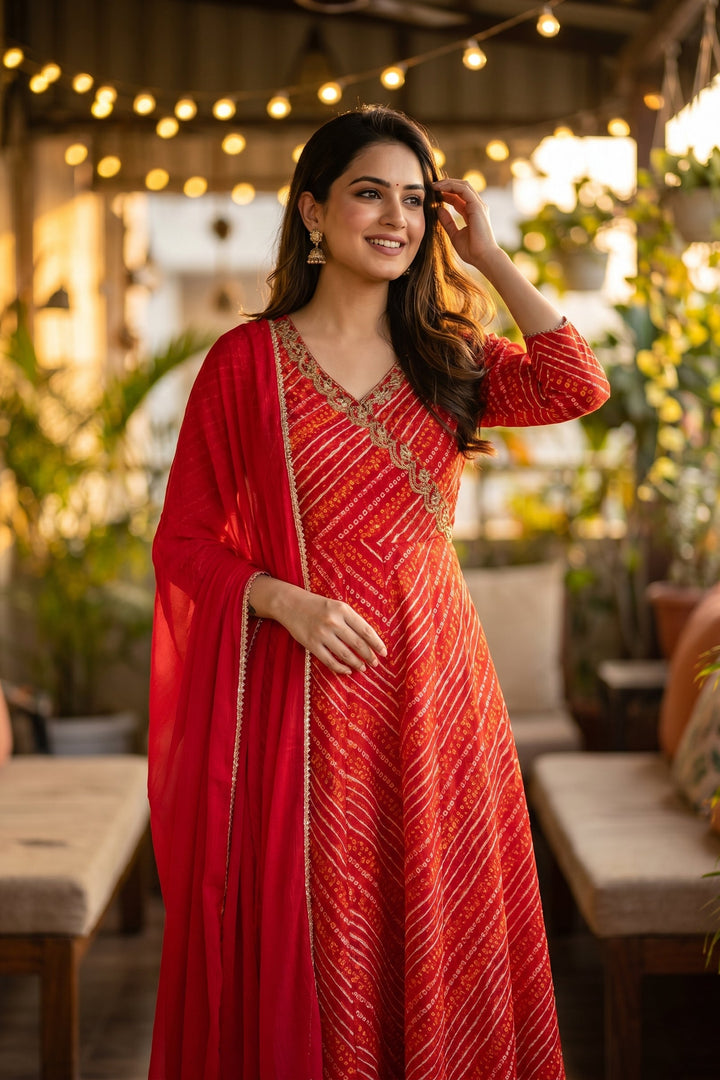 Leherika Anarkali Cotton Kurti Set