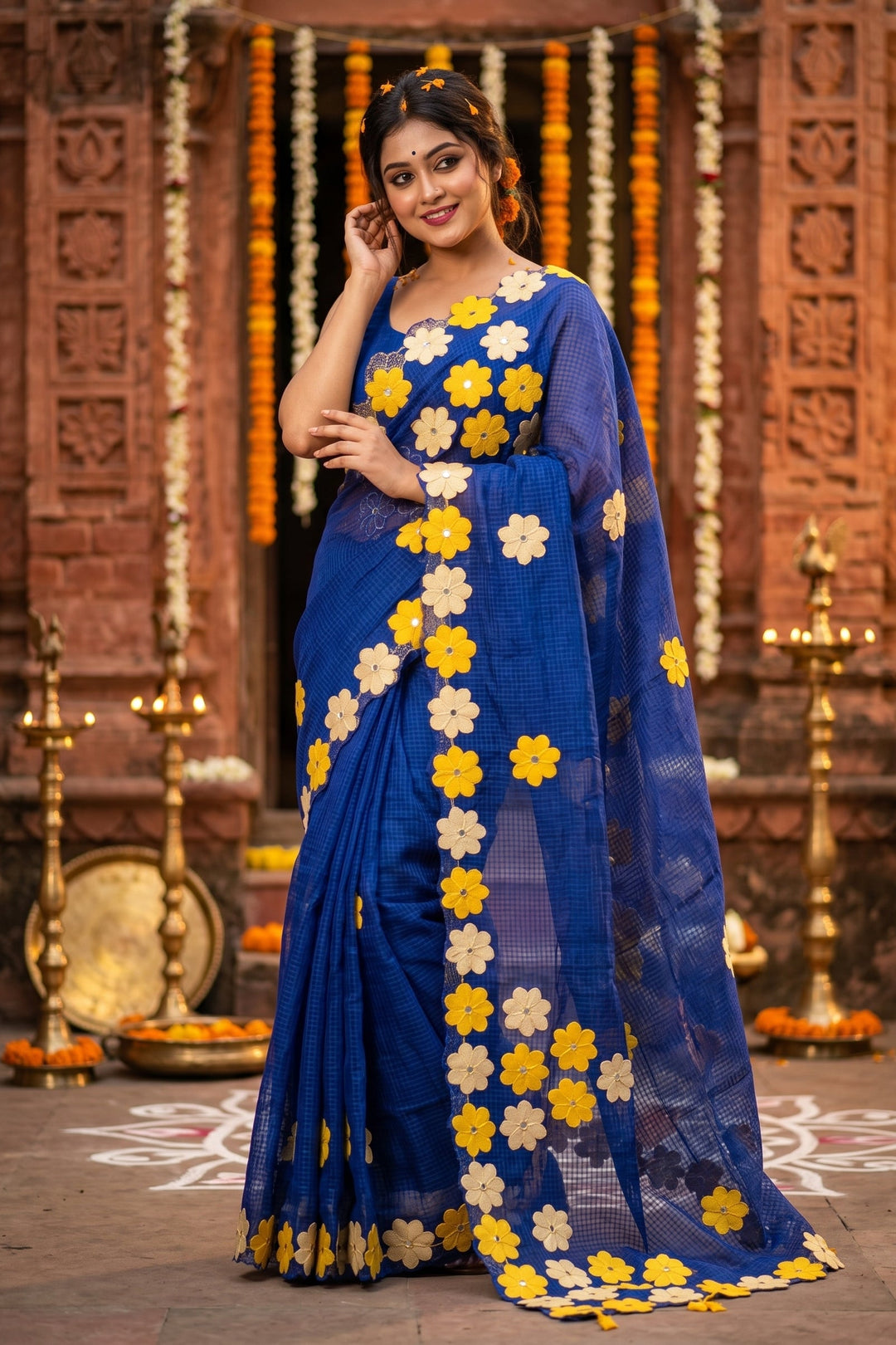 Surobhilata Reshom Kota Applique Saree