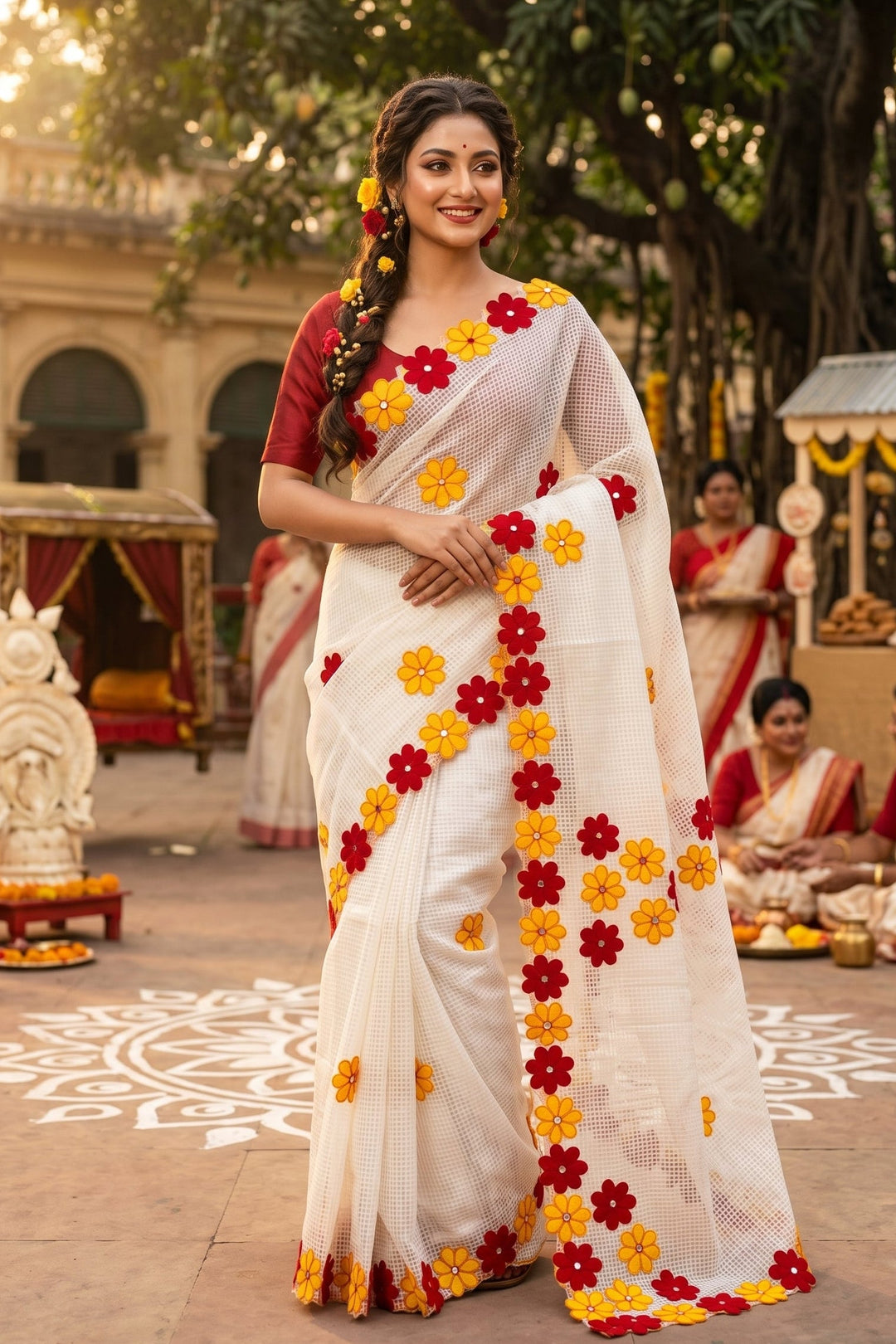 Surobhilata Reshom Kota Applique Saree