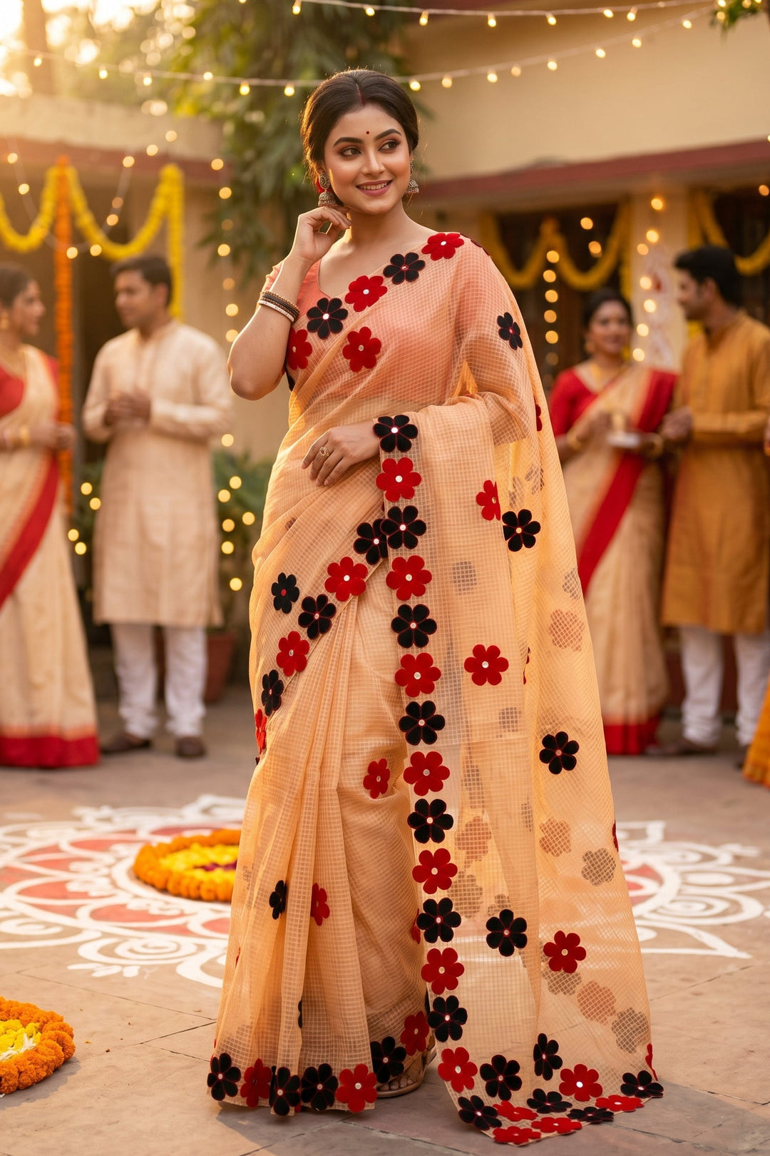 Surobhilata Reshom Kota Applique Saree