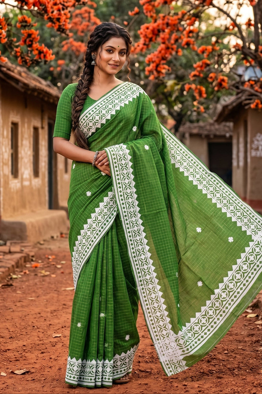 Saptaparni Cotton Kota Applique Saree