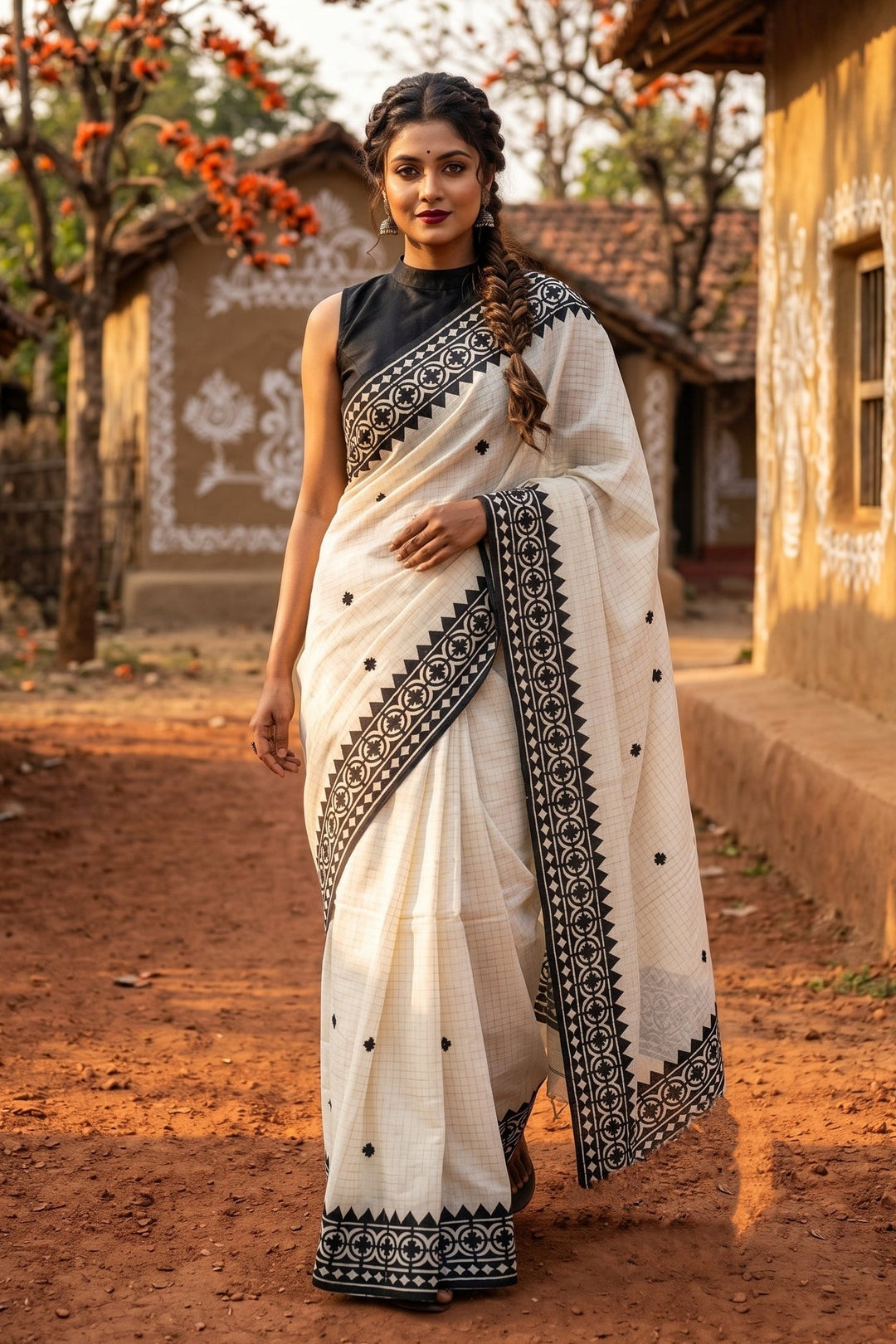Saptaparni Cotton Kota Applique Saree