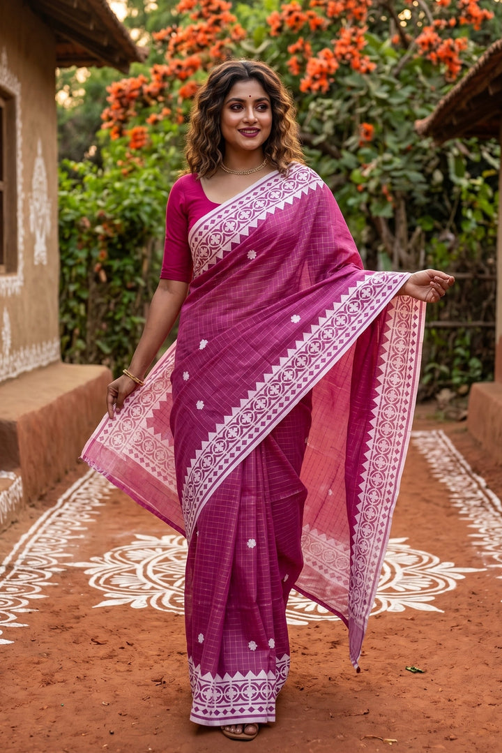 Saptaparni Cotton Kota Applique Saree