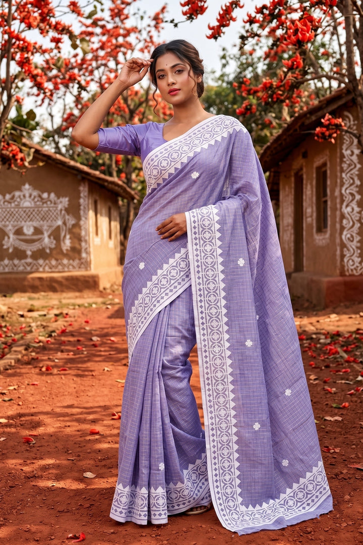 Saptaparni Cotton Kota Applique Saree