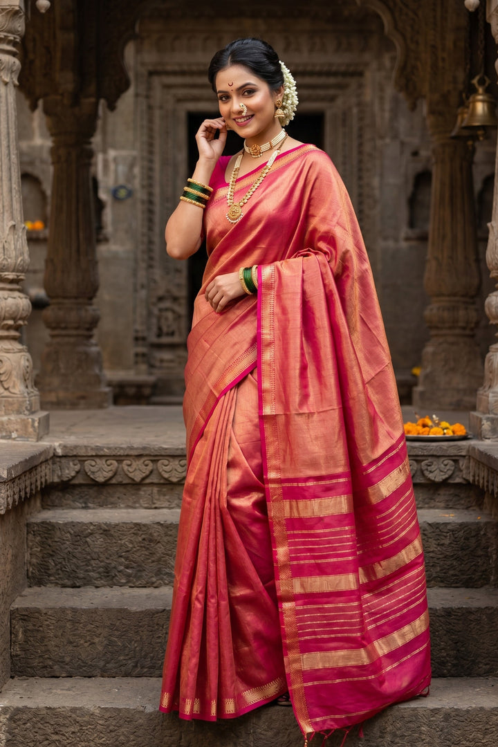 Roudro Chhowa Maheshwari Tissue silk saree