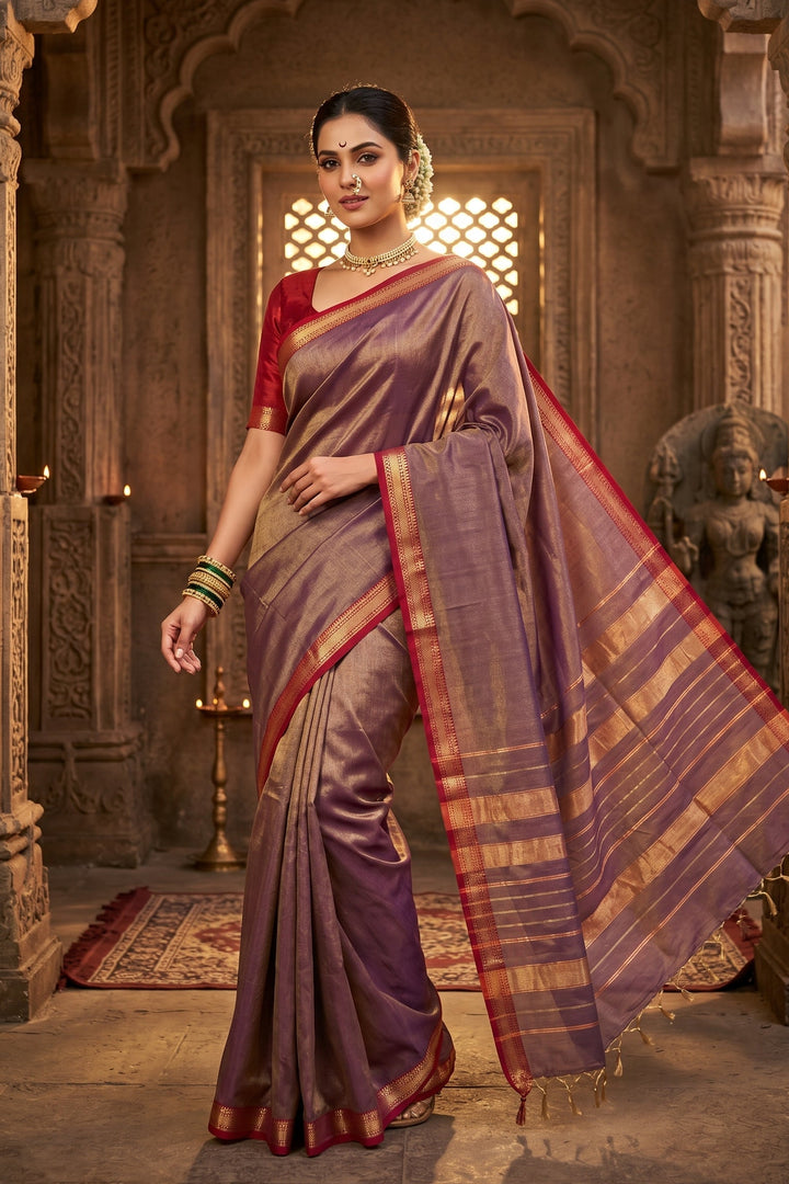 Roudro Chhowa Maheshwari Tissue silk saree