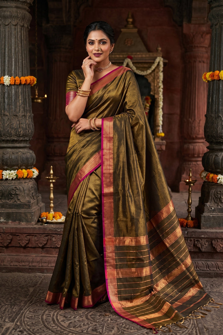 Roudro Chhowa Maheshwari Tissue silk saree