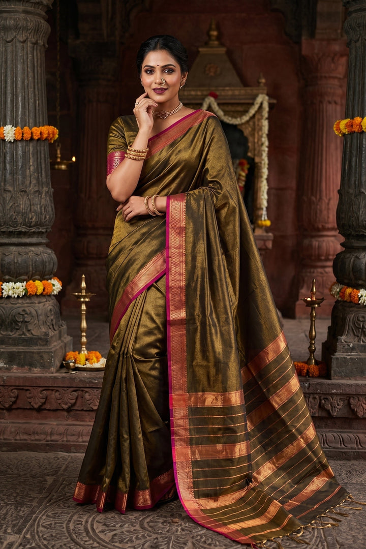 Roudro Chhowa Maheshwari Tissue silk saree