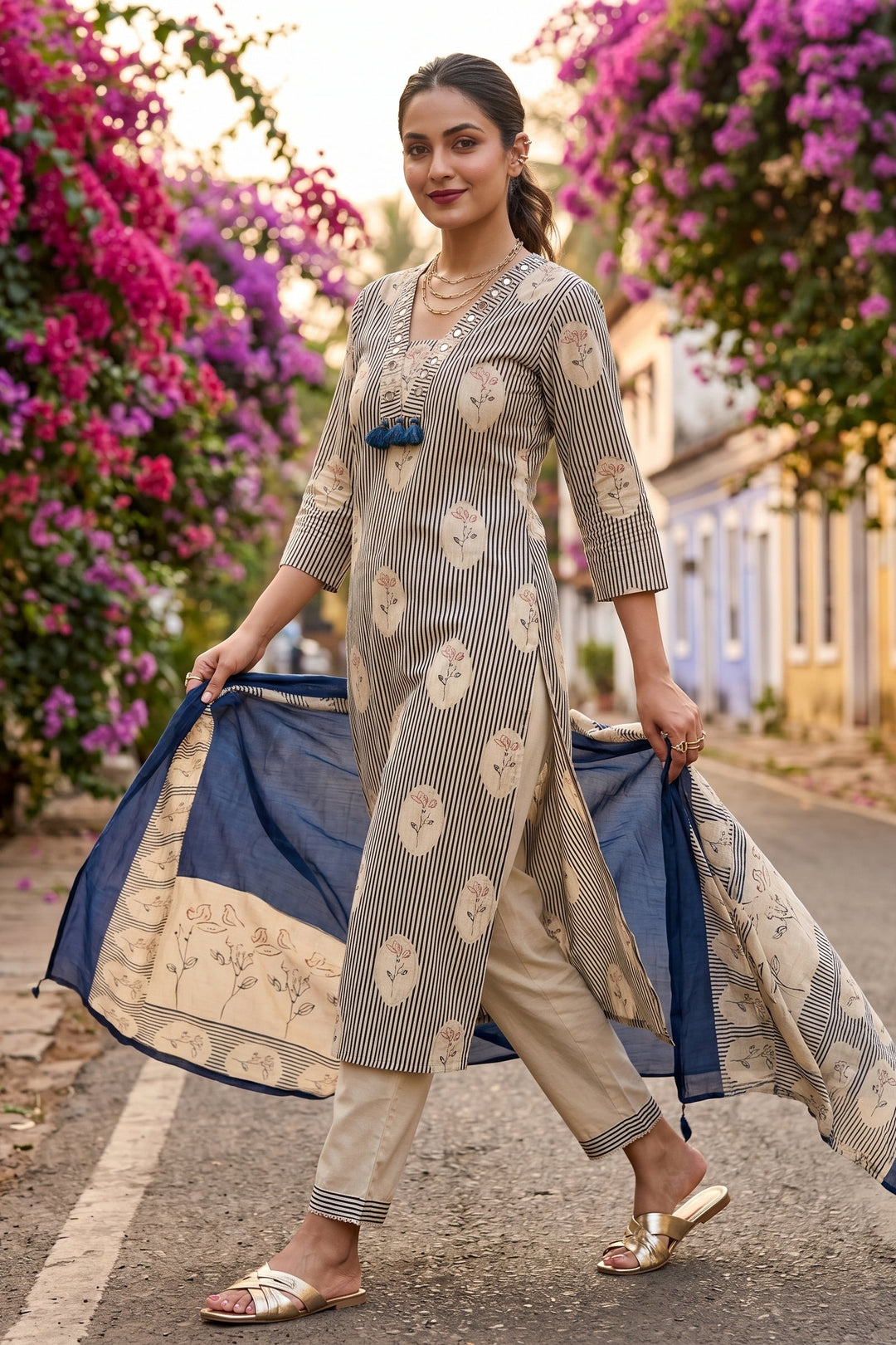 Mermaid Mood Cotton Kurti Set