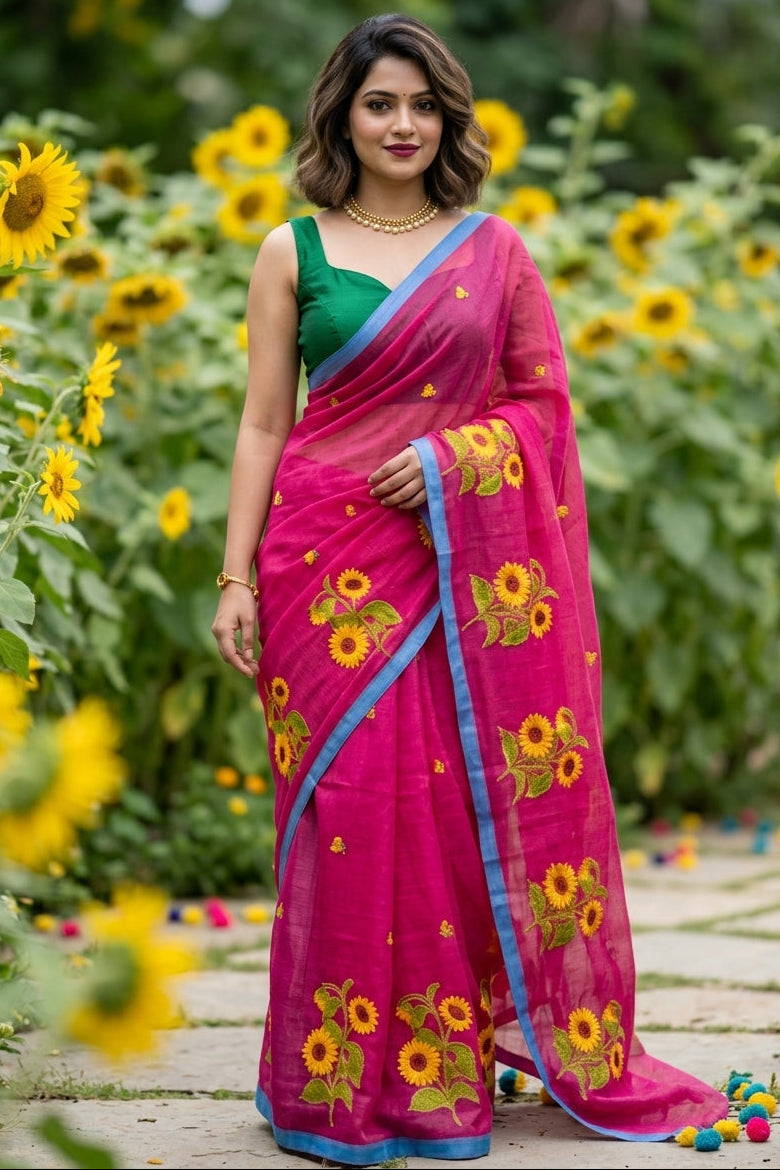 Sunflower Kiran Mul Cotton Saree