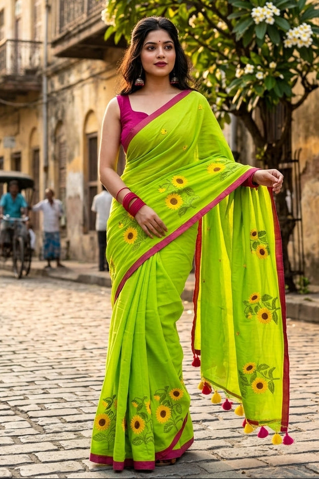Sunflower Kiran Mul Cotton Saree