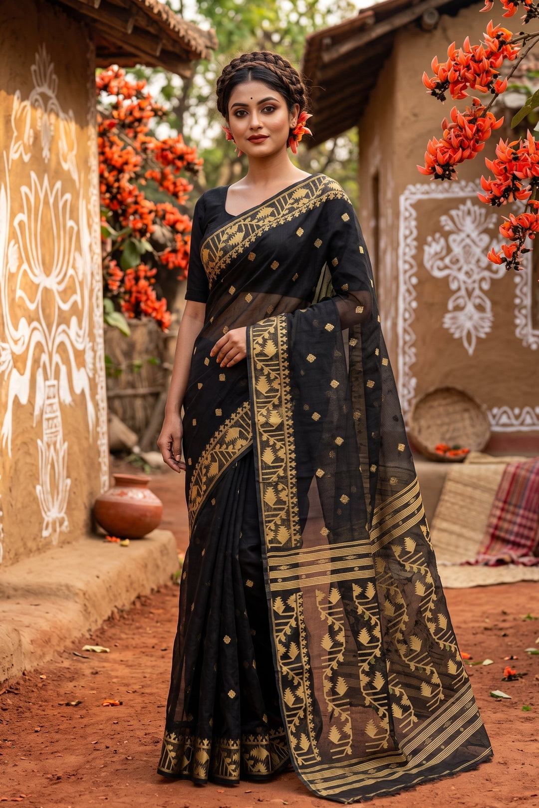 Ektu Bikel Karat Dhakai Jamdani Saree