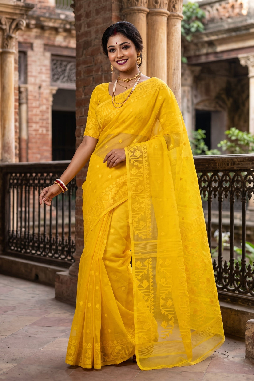 Ektu Bikel Karat Dhakai Jamdani Saree