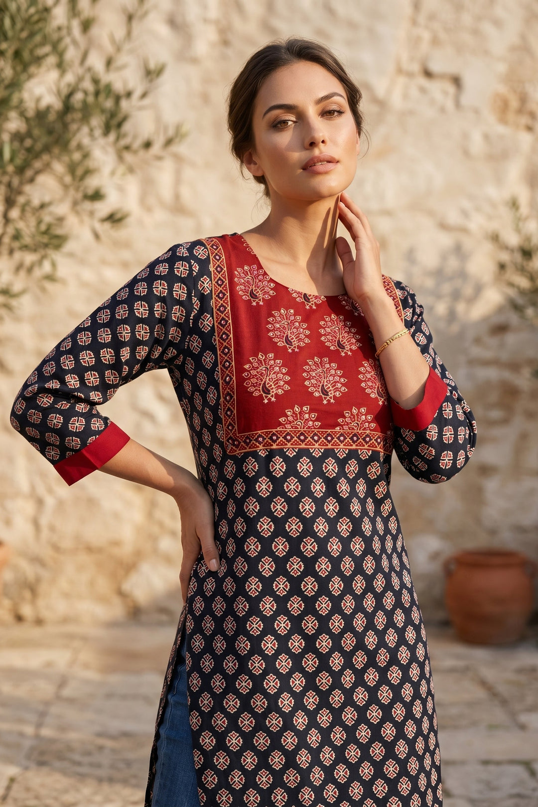 Rangrez Ajrakh Kurti(Only Kurti)