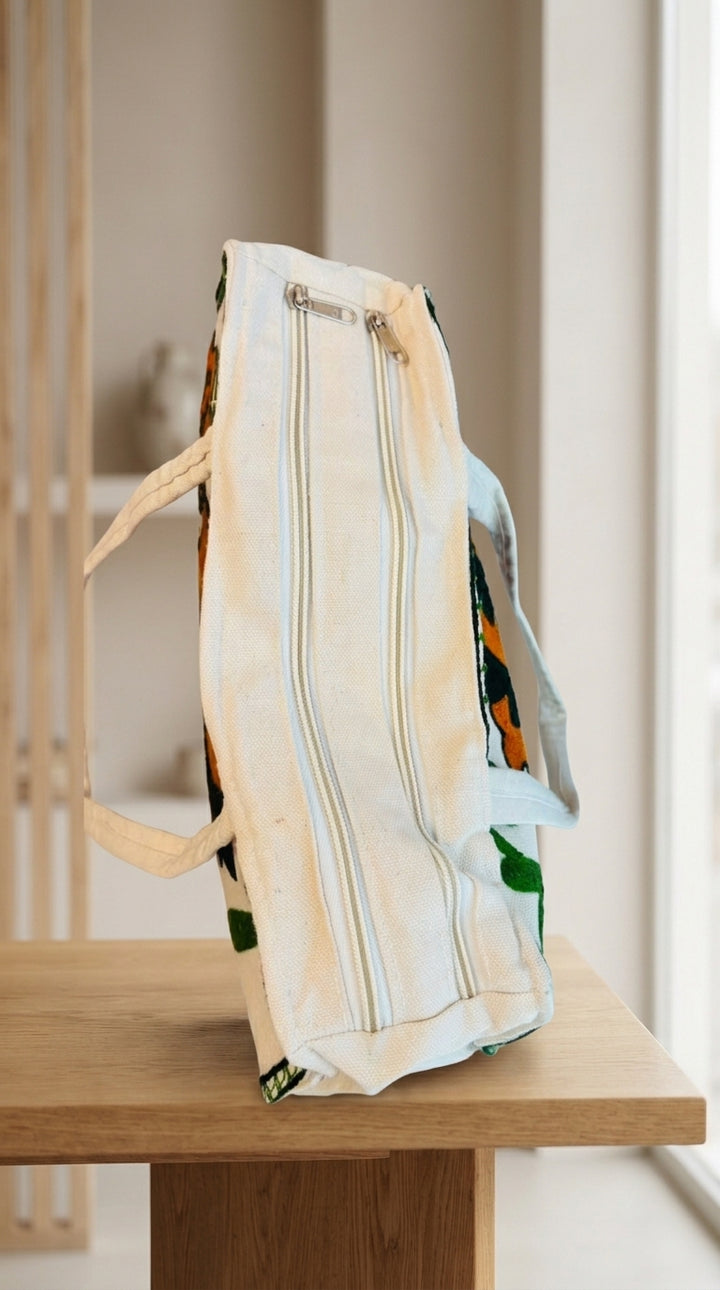 The Floral Tapestry - Embroidered Tote Bag