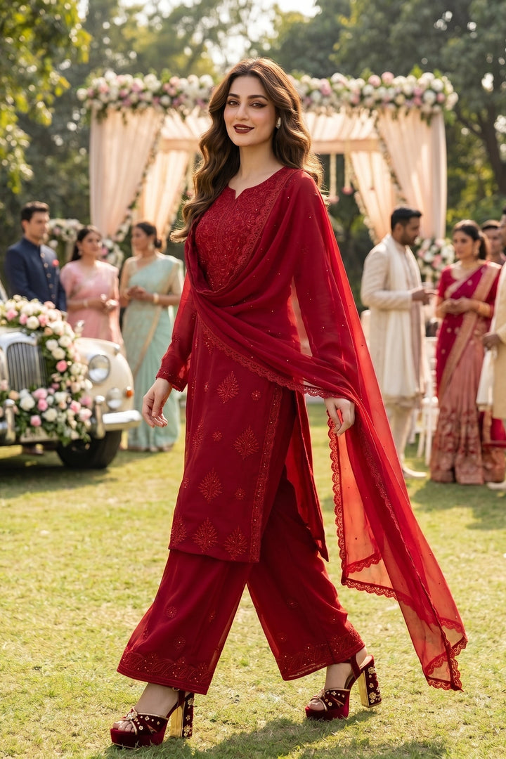 Fairytale Queen Chikankari Embroidery kurti Set