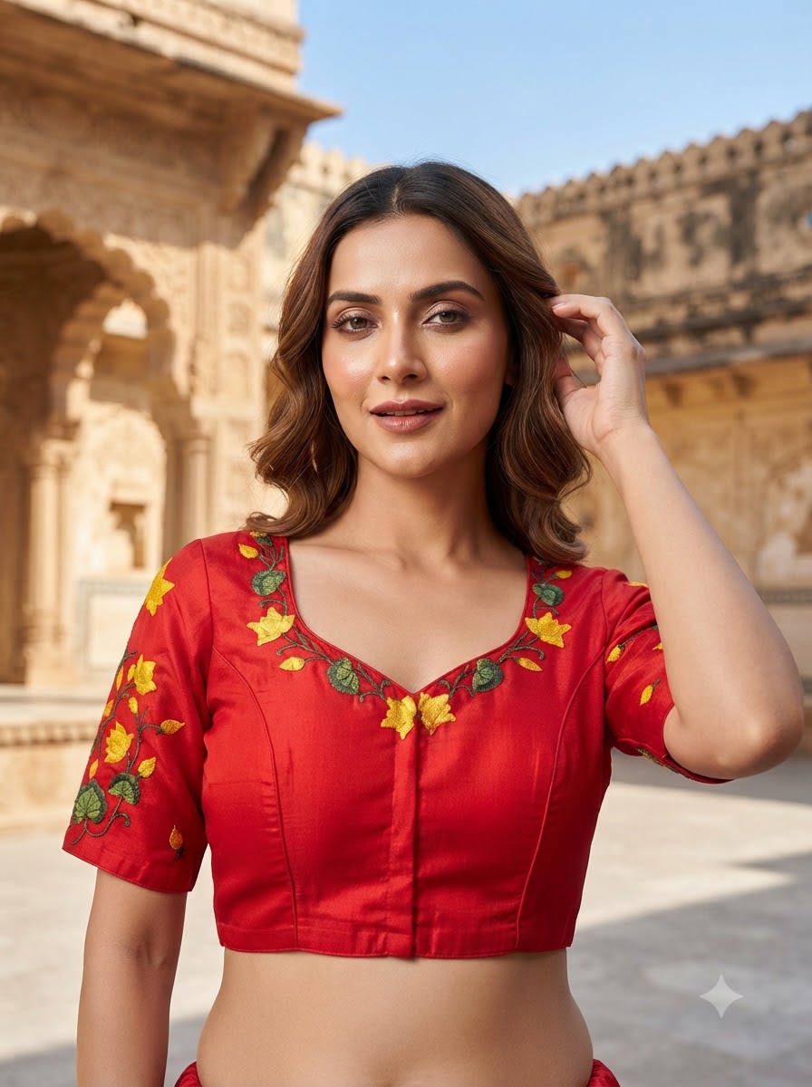 Lotus Majesty Vichitra Silk Blouse