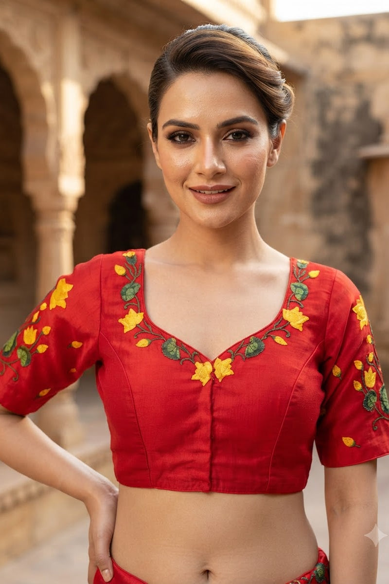 Lotus Majesty Vichitra Silk Blouse