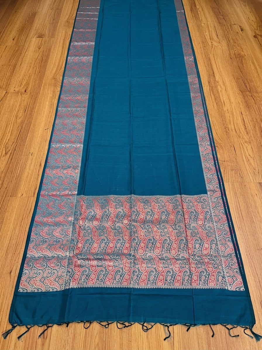 The Sovereign Scarlet Banarasi Semi Katan Silk Saree