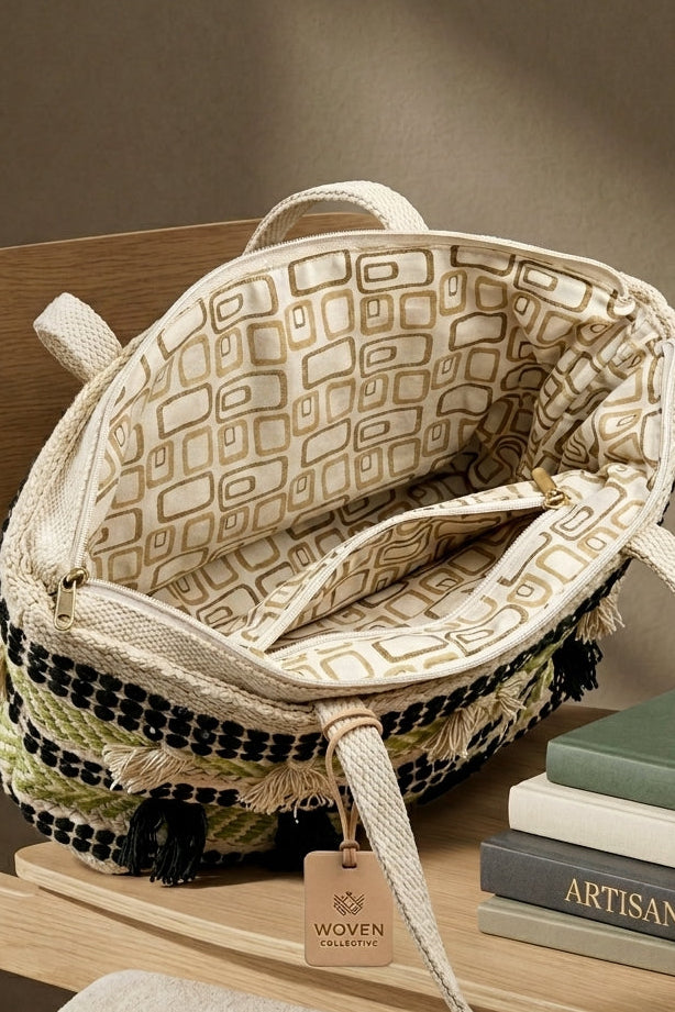 Boho Handwoven Tassel Tote Bag