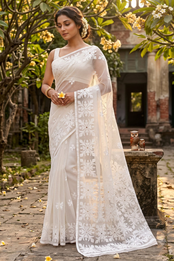 Shobder Kagoje Kota Applique Saree