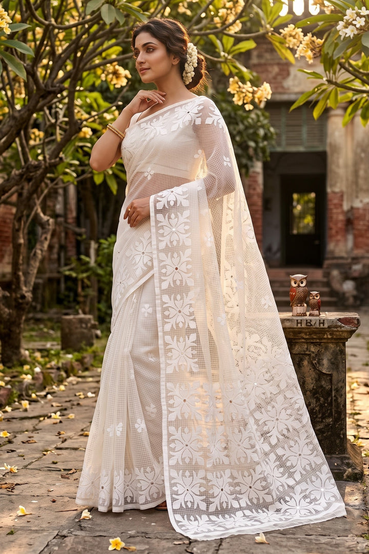Shobder Kagoje Kota Applique Saree