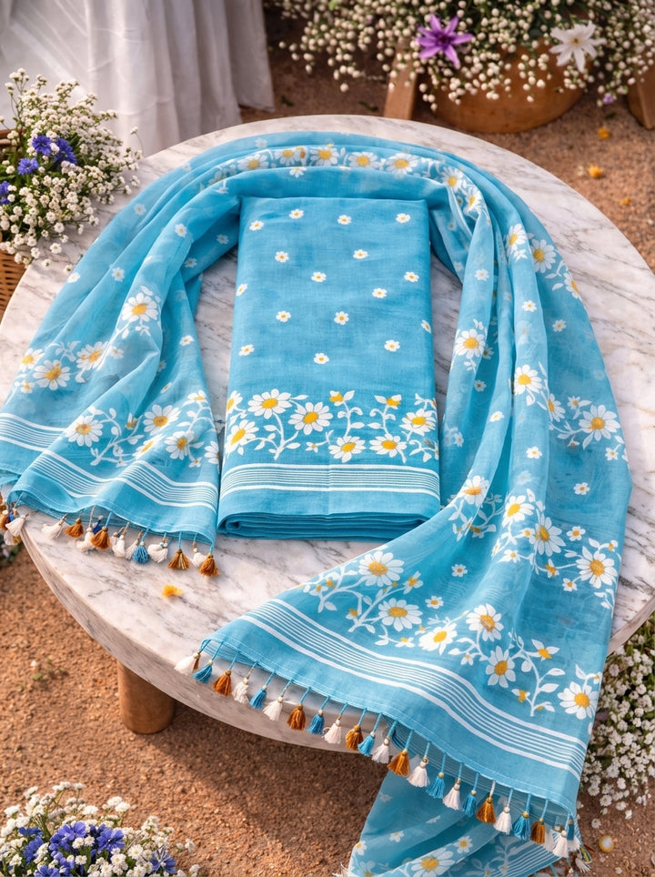 Krishnakoli Cotton Silk Unstitched Dress Material (Kurti Piece and Dupatta)