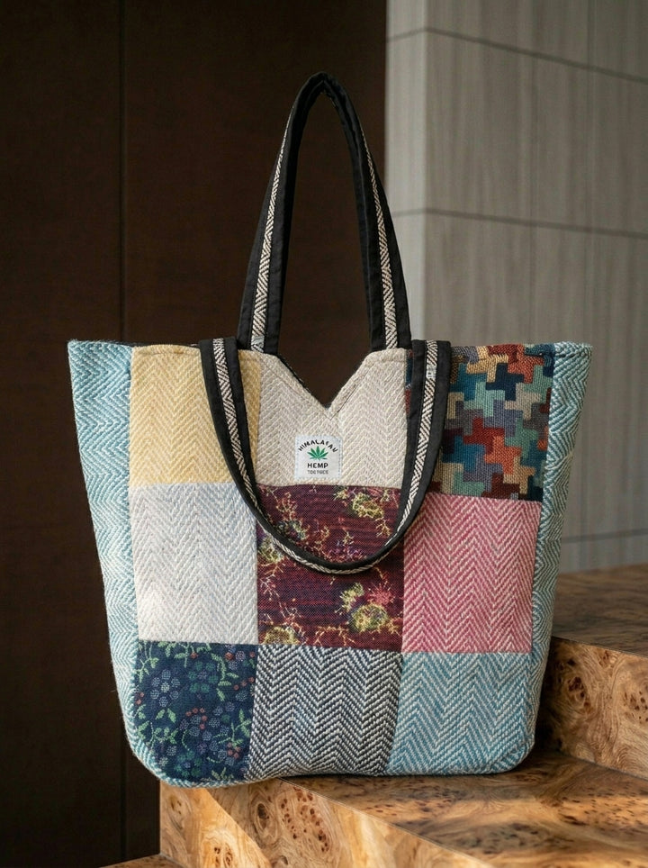 Woven Story-Patchwork Tote Bag