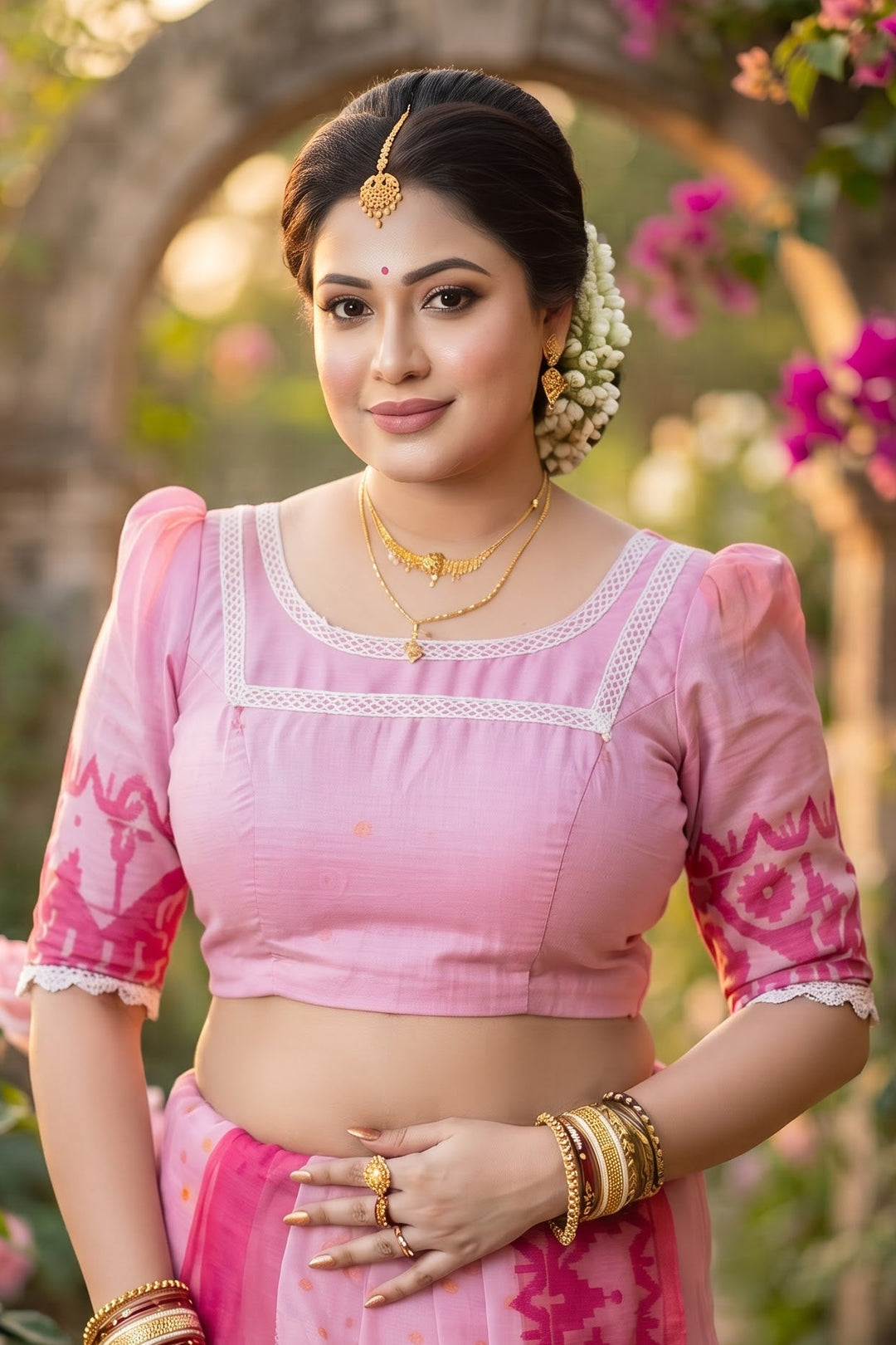 Golapi Golpo Bengal Jamdani Saree With Blouse (Combo)