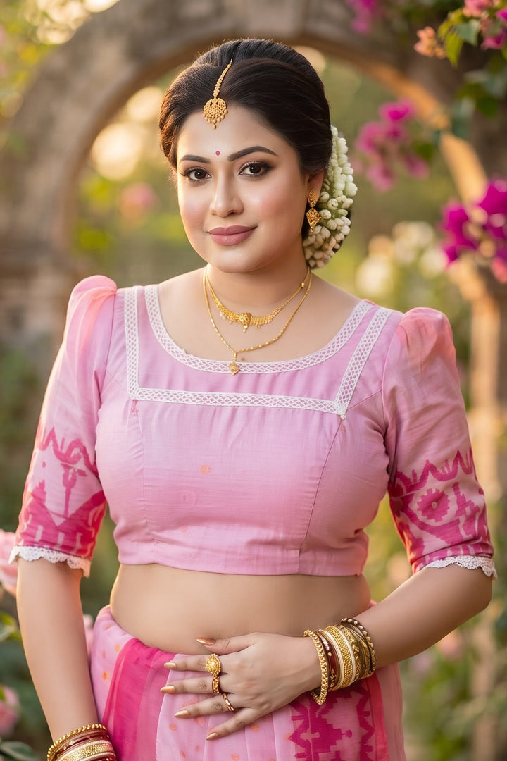 Golapi Golpo Bengal Jamdani Saree With Blouse (Combo)