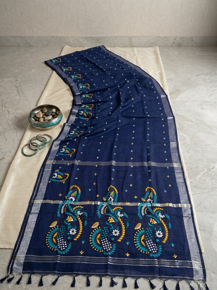 The Scarlet Heritage Khadi Linen Saree