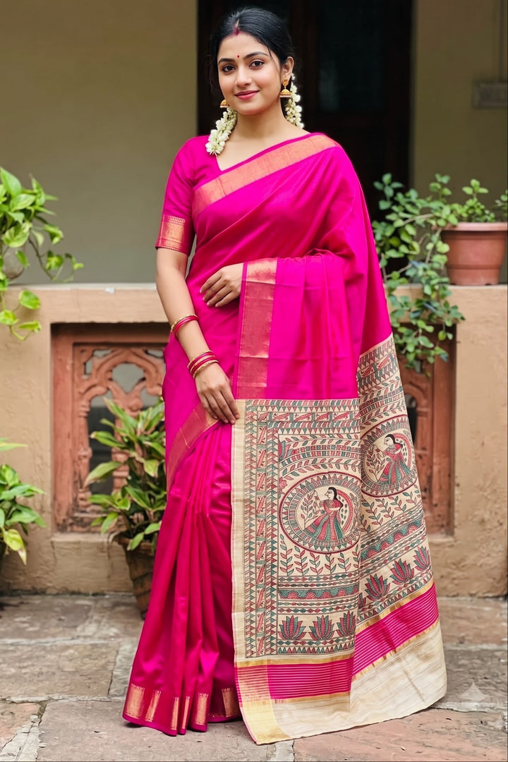 Mithila Artistry Ghicha Tussar Silk Saree