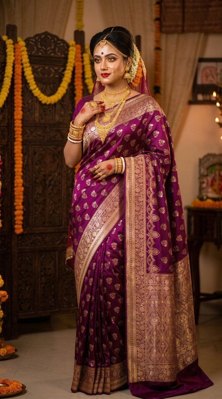 Queen's Legacy Banarasi Semi Katan Silk Saree
