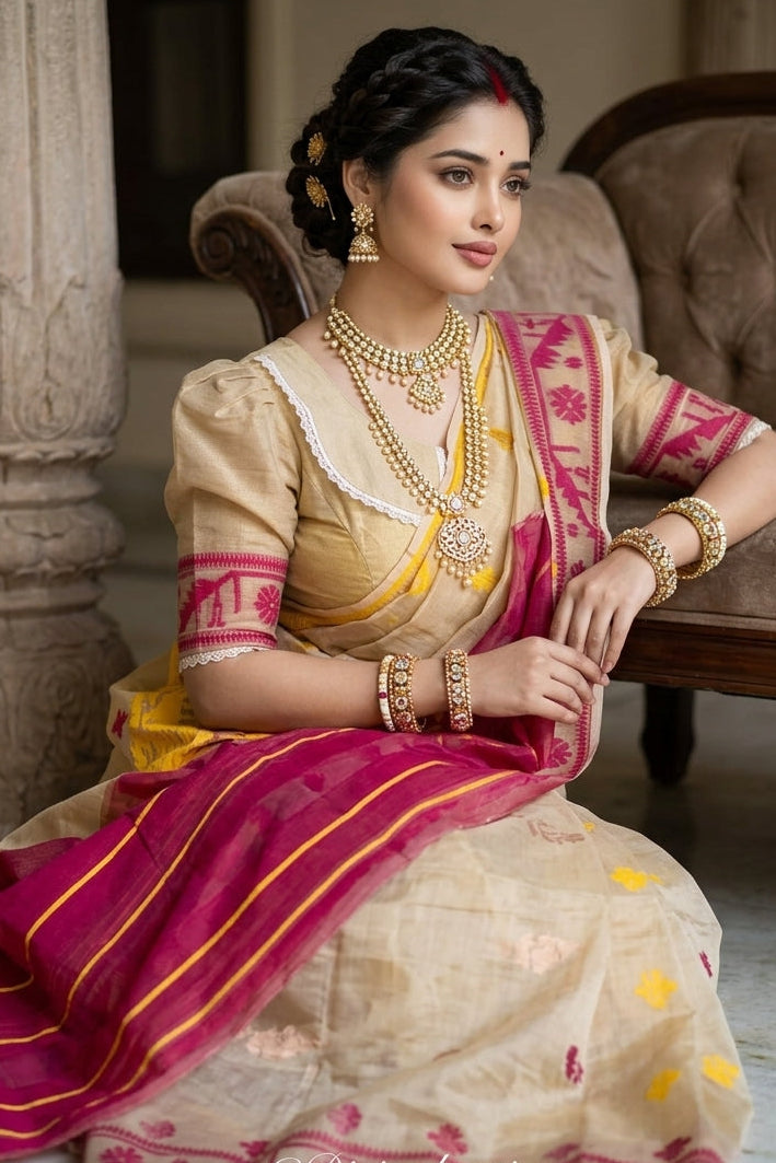 ঐতিহ্য (Oitijhyo)  Ganga Jamuna Jamdani Saree