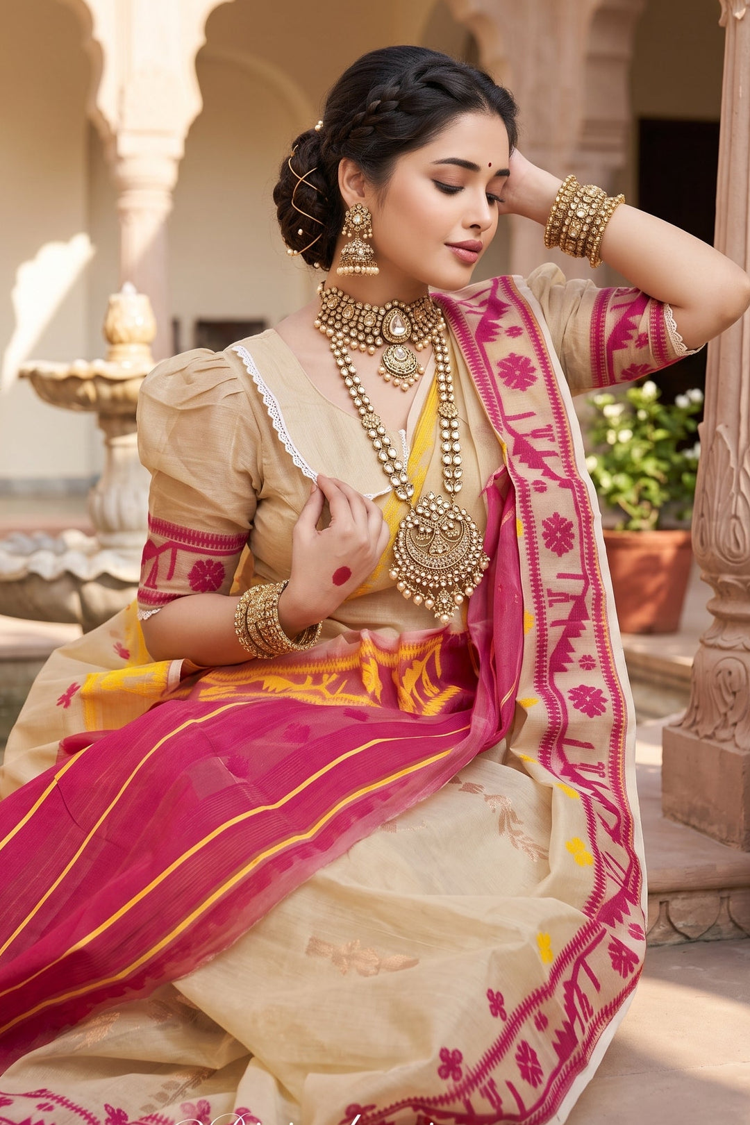 ঐতিহ্য (Oitijhyo)  Ganga Jamuna Jamdani Saree