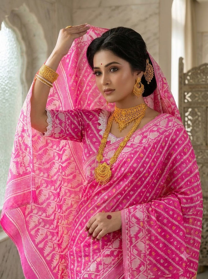 🌸 Rangmohini Bengal Jamdani Saree Set 🌸