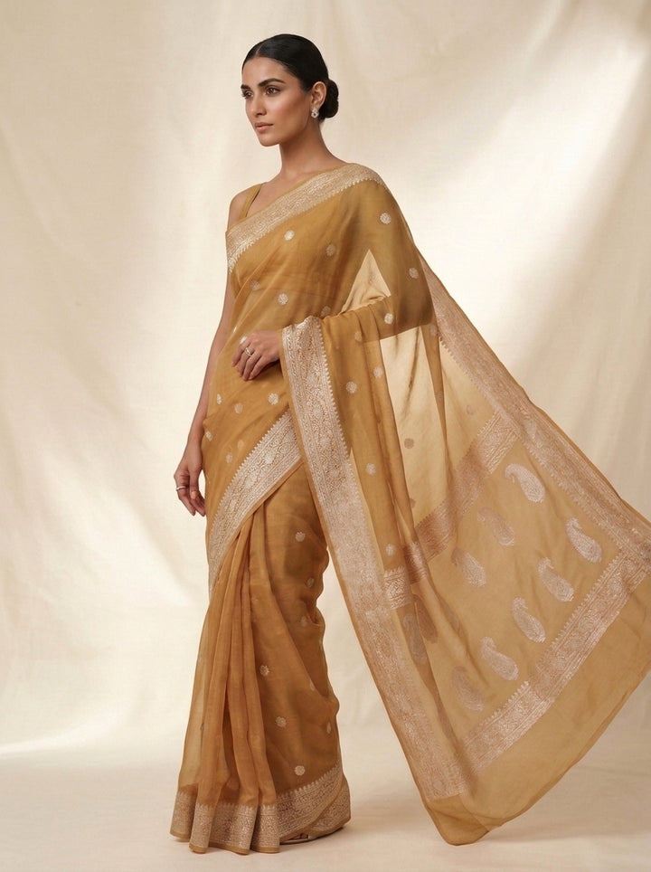 The Silver Heirloom – Khaddi Chiffon Banarasi Saree