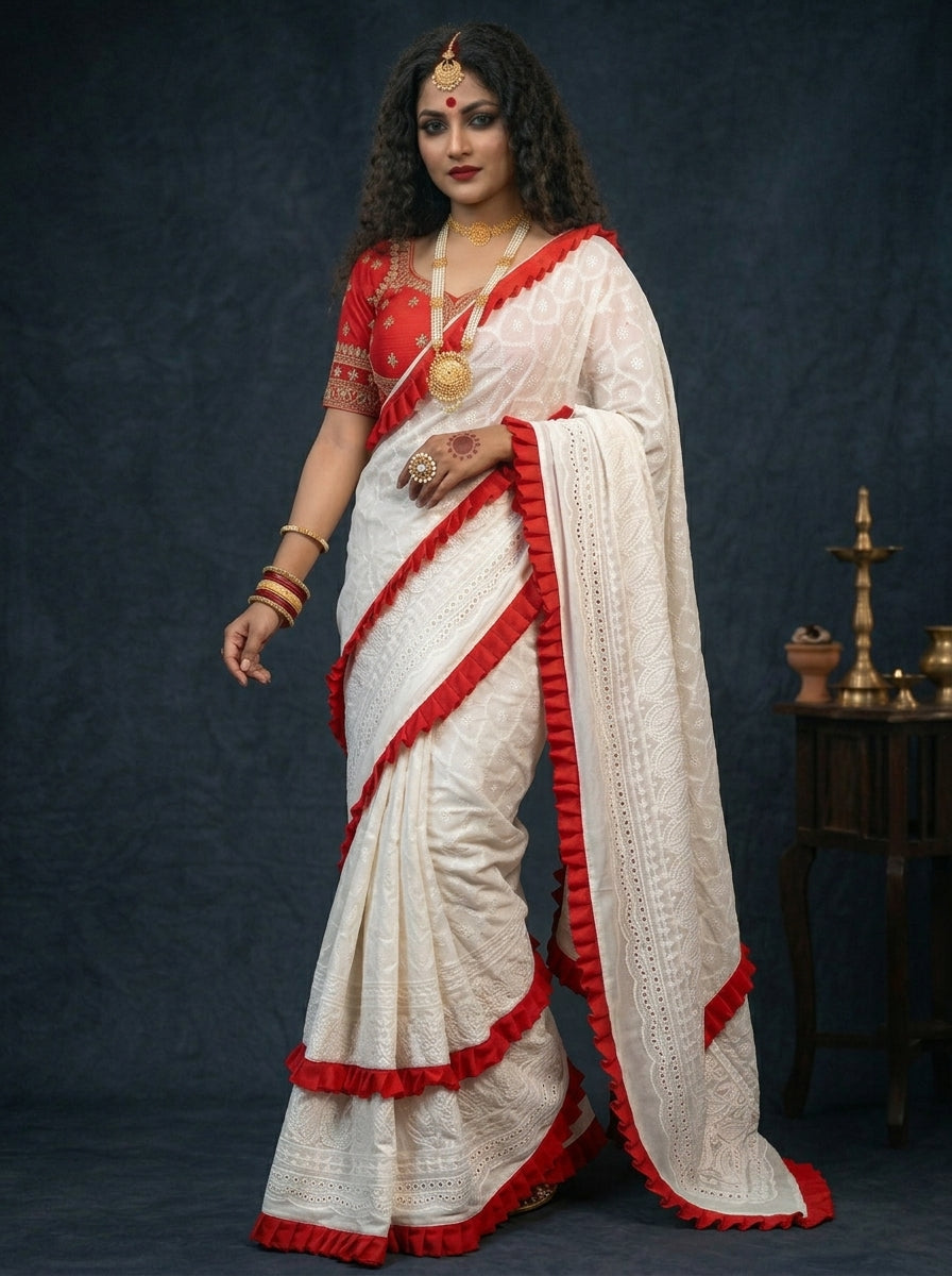 Durgatinashini Hakoba Designer Saree(Off White)