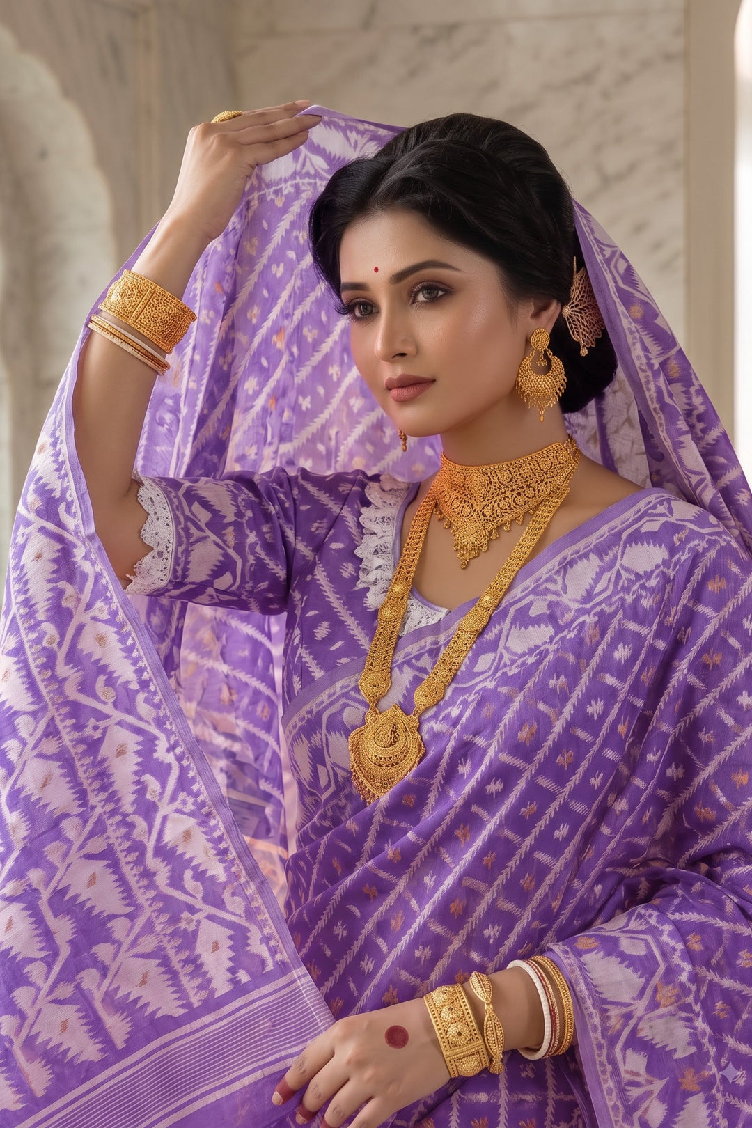 🌸 Rangmohini Bengal Jamdani Saree Set 🌸
