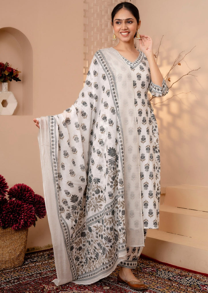 Authentic Look-Afghani Suit Set(Gray)