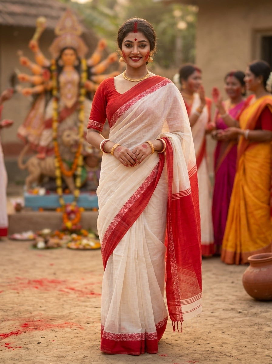 Sharad Roop(শারদরূপ) Khadi Cotton Saree
