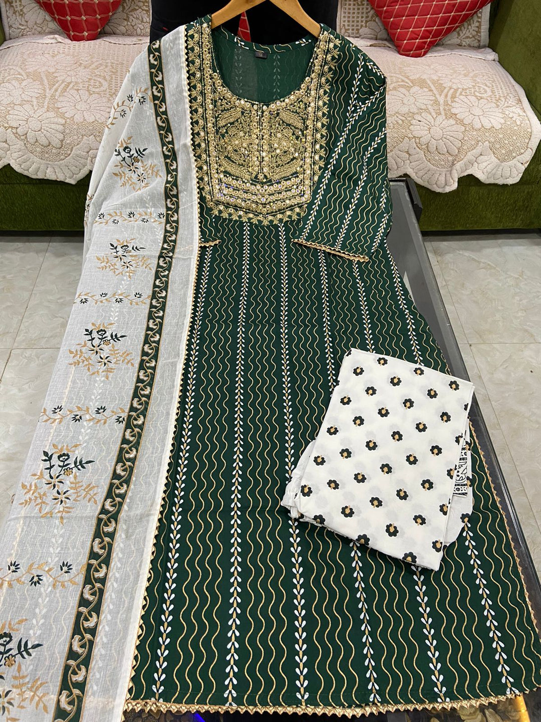 Sacred Green Jaipur Kurti Set