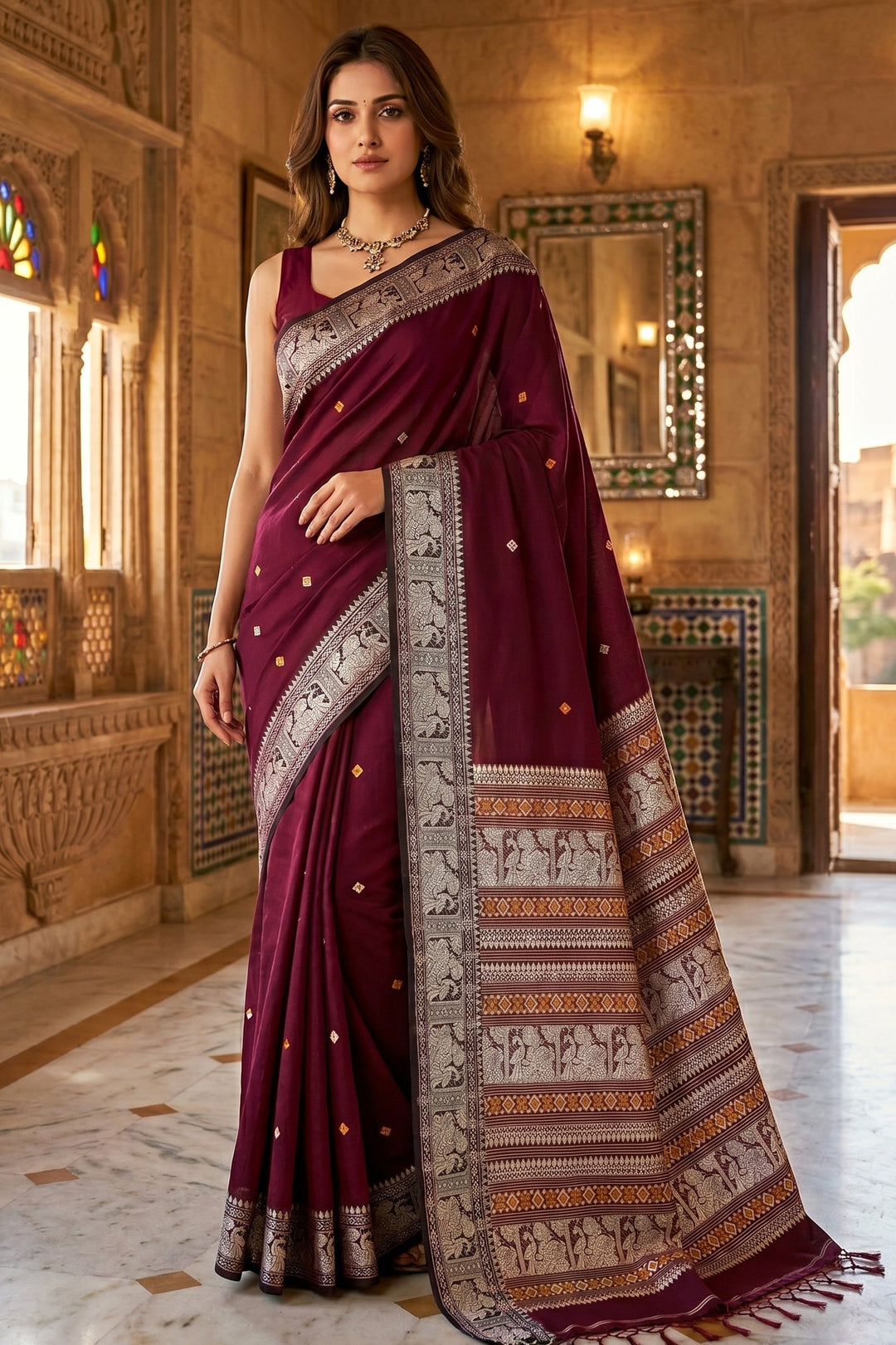 Ethereal Epics Cotton Baluchari Saree