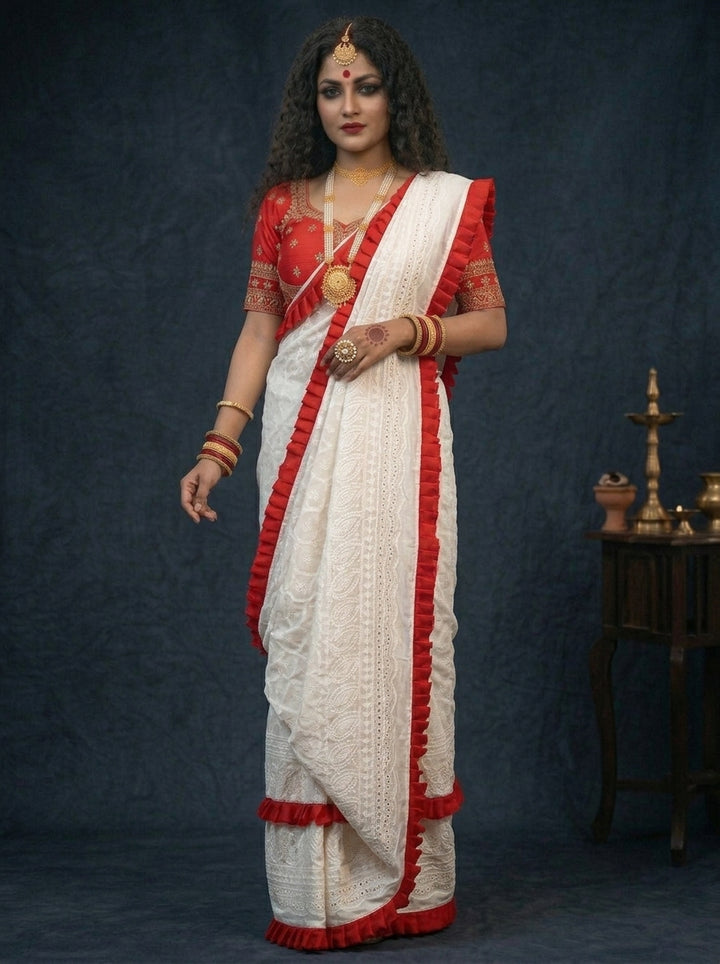 Durgatinashini Hakoba Designer Saree(Off White)