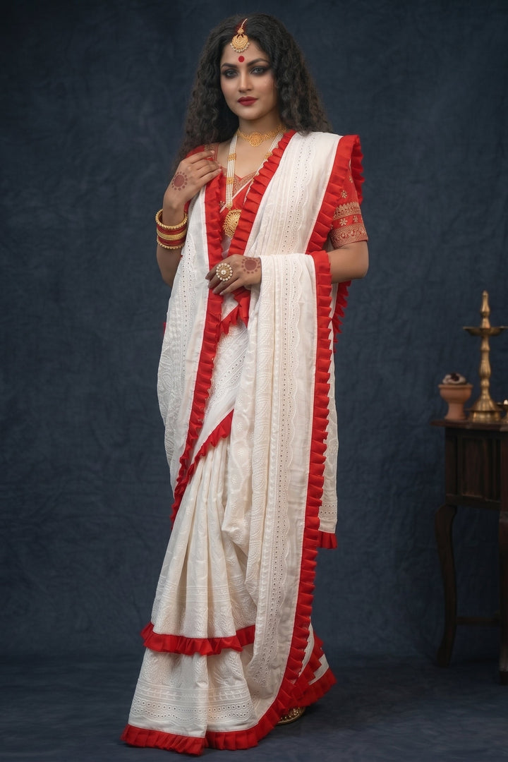Durgatinashini Hakoba Designer Saree(Off White)