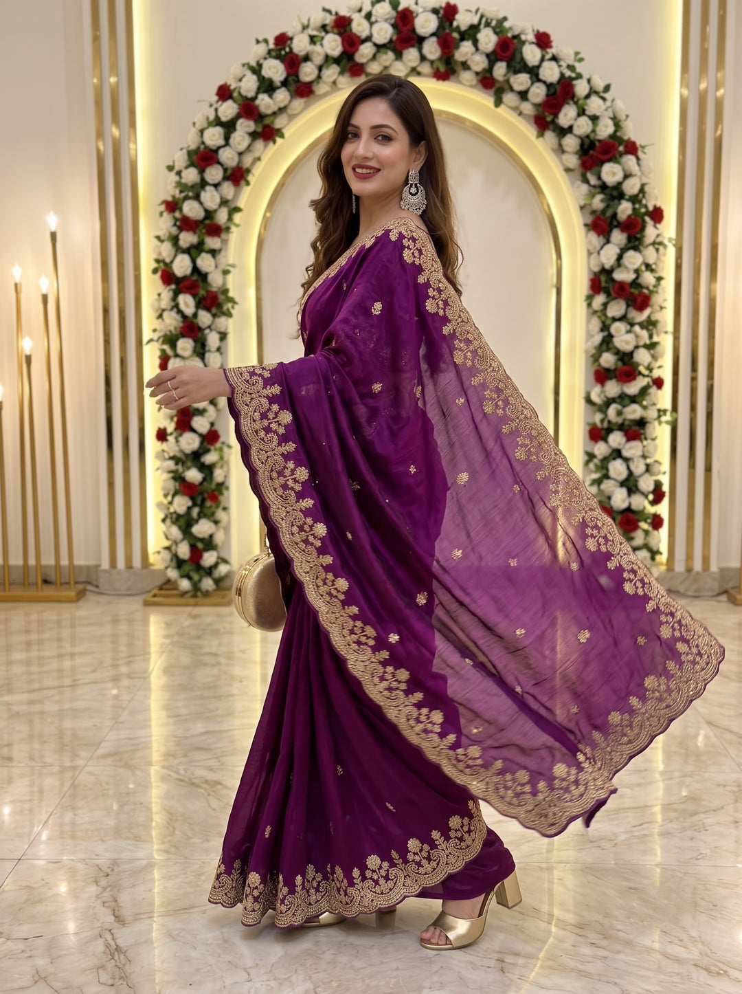 Glam Theory – Fancy Silk Saree with Sequin & Zari Embroidered