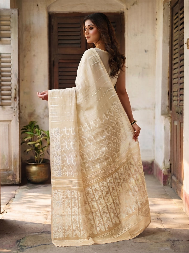 Moner Alo-Bengal Jamdani Saree (Cream)