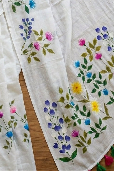 Wildflower Whisper Mul Cotton Saree