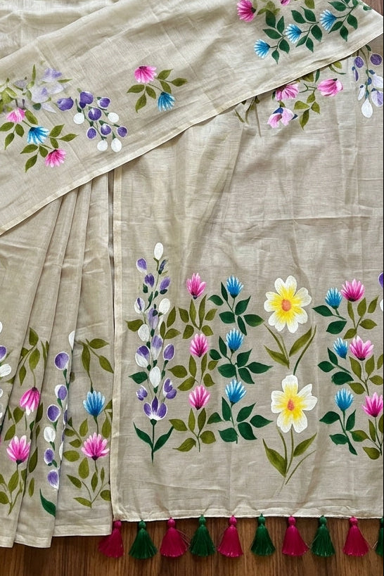 Wildflower Whisper Mul Cotton Saree