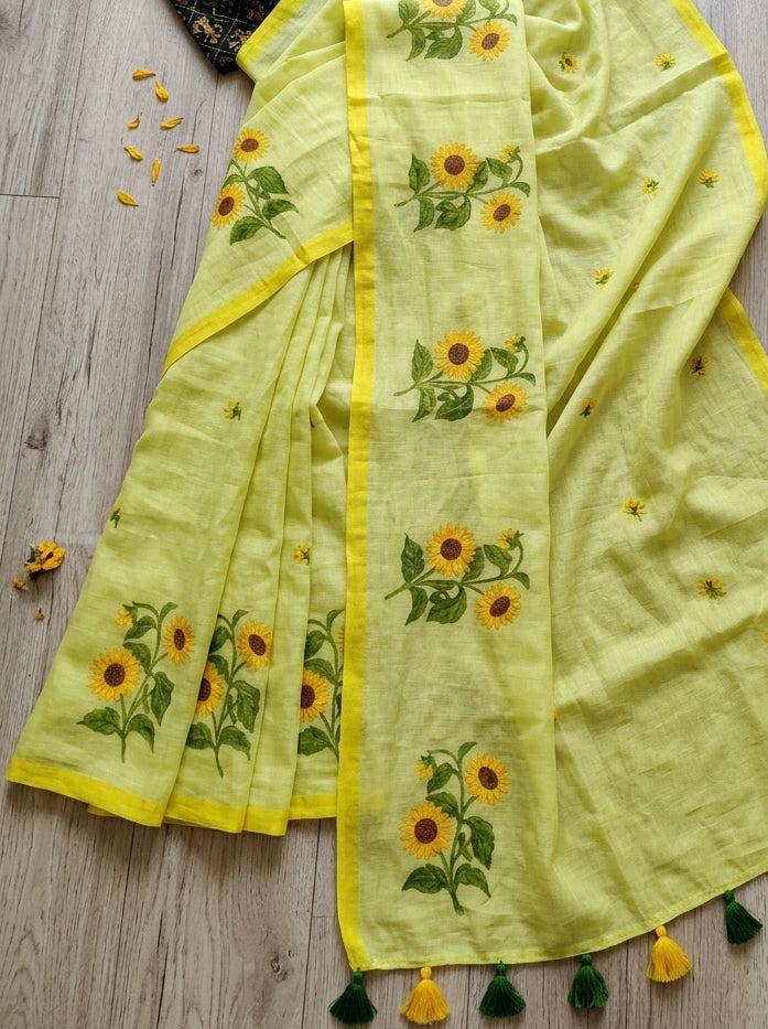 Sunflower Kiran Mul Cotton Saree